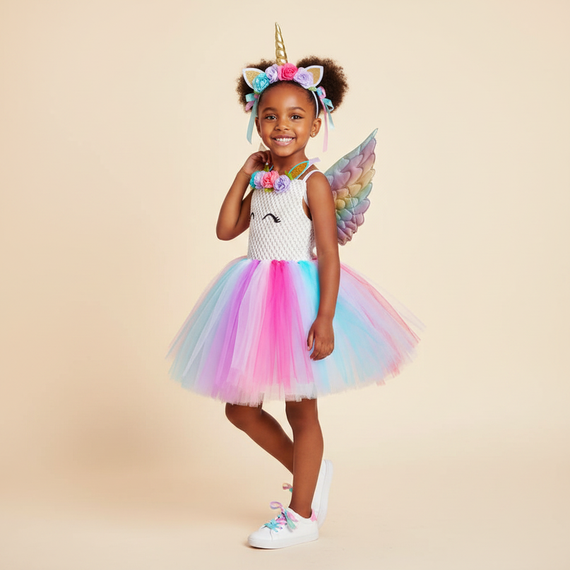unicorn dress wings headband set - three-quarter