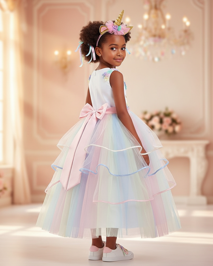 unicorn dress with headband - back