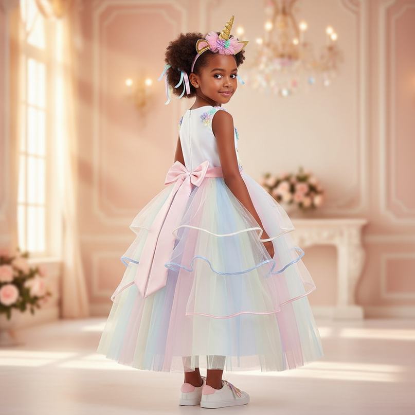unicorn dress with headband - back