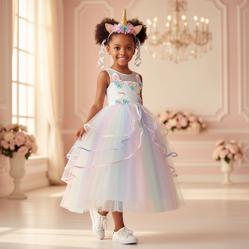 unicorn dress with headband - front