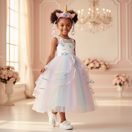 unicorn dress with headband - front