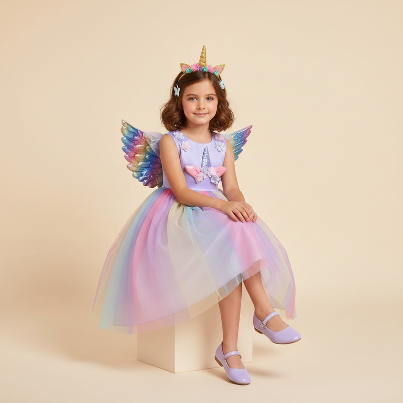 unicorn dress with wings - sitting