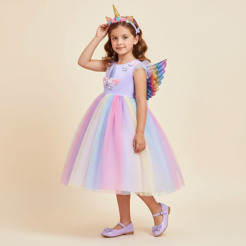 unicorn dress with wings - three-quarter