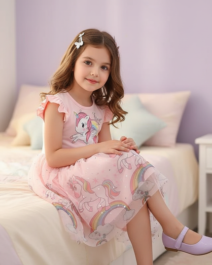 unicorn dresses for girls - sitting