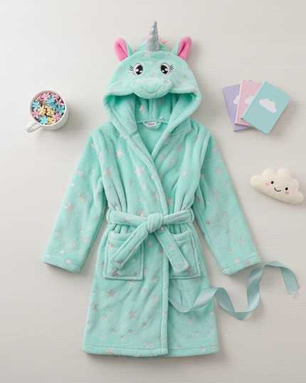 unicorn dressing gown robe - flat-lay