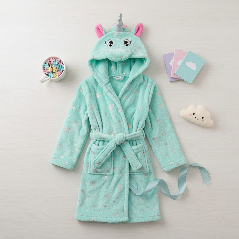 unicorn dressing gown robe - flat-lay