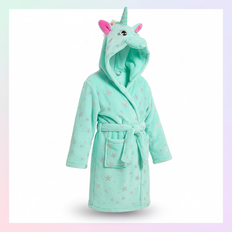 unicorn dressing gown robe - white-bg