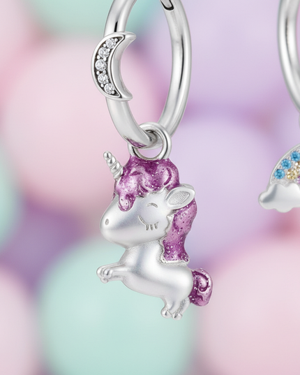 unicorn drop earrings - detail