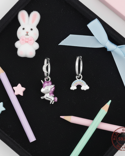 unicorn drop earrings - flat-lay
