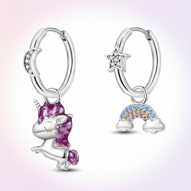 unicorn drop earrings - white-bg