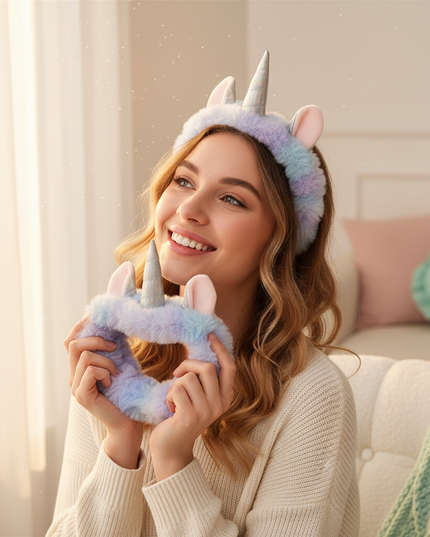 unicorn ear headband - in-use