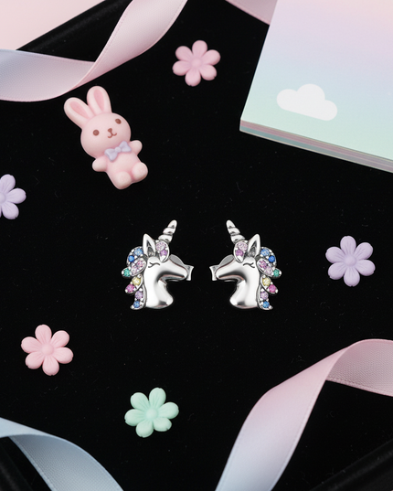 unicorn earrings for adults - flat-lay