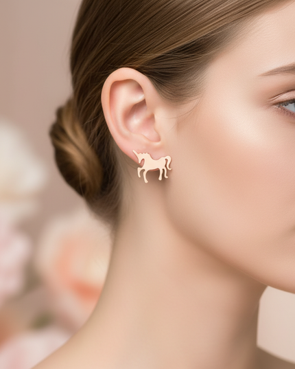 unicorn earrings for birthday - in-use