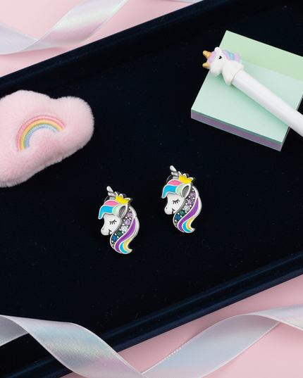 unicorn earrings for daughter - flat-lay