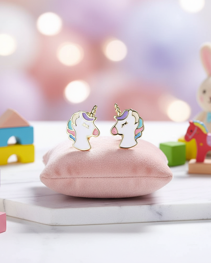 unicorn earrings for little girl - lifestyle
