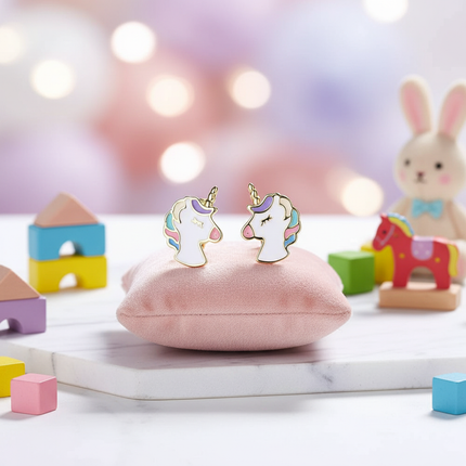 unicorn earrings for little girl - lifestyle