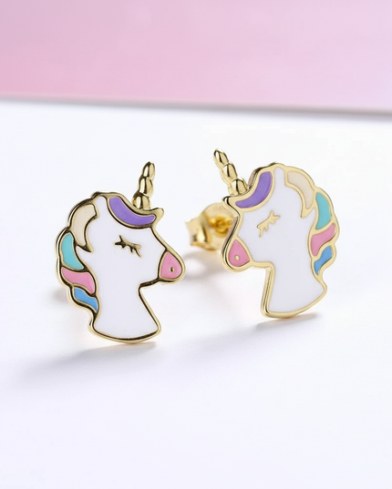 unicorn earrings for little girl - white-bg
