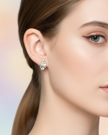 unicorn earrings for sensitive ears - in-use