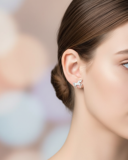 unicorn earrings for teens - in-use