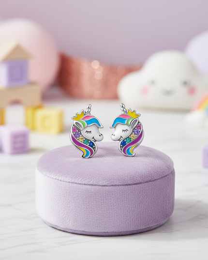 unicorn earrings for toddler - lifestyle