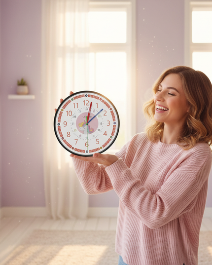 unicorn educational wall clock - in-use