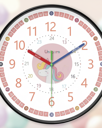 unicorn educational wall clock - lifestyle