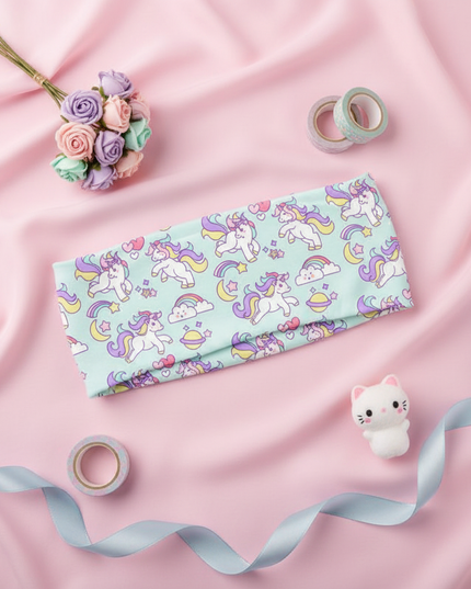 unicorn elastic headband mint - flat-lay