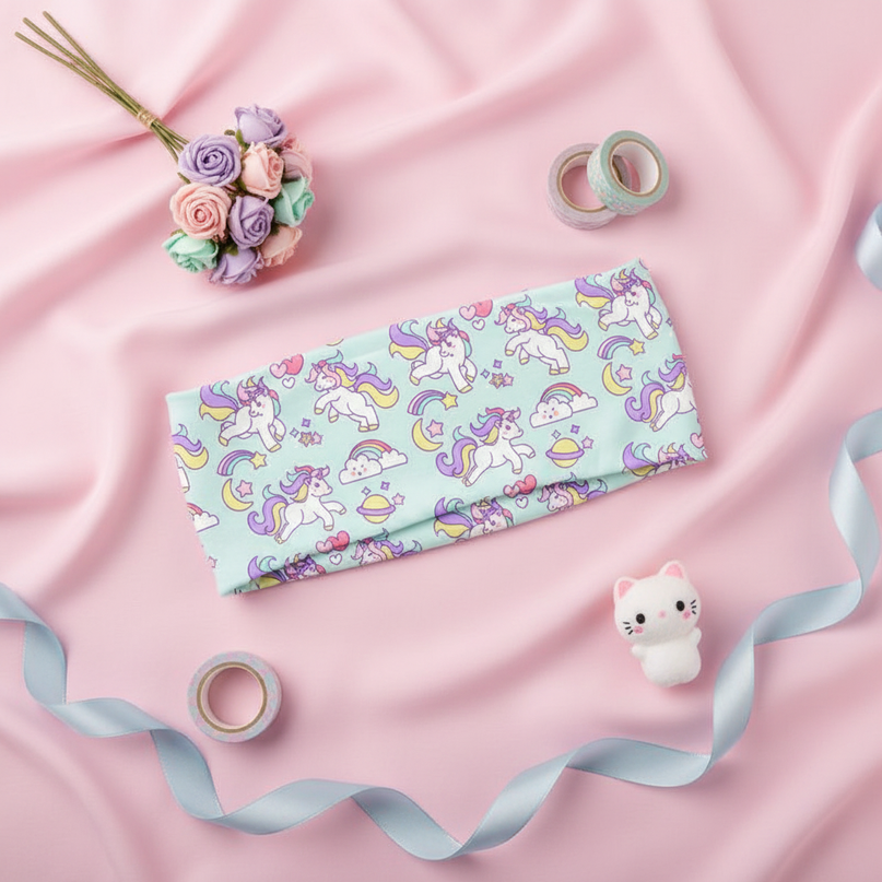 unicorn elastic headband mint - flat-lay
