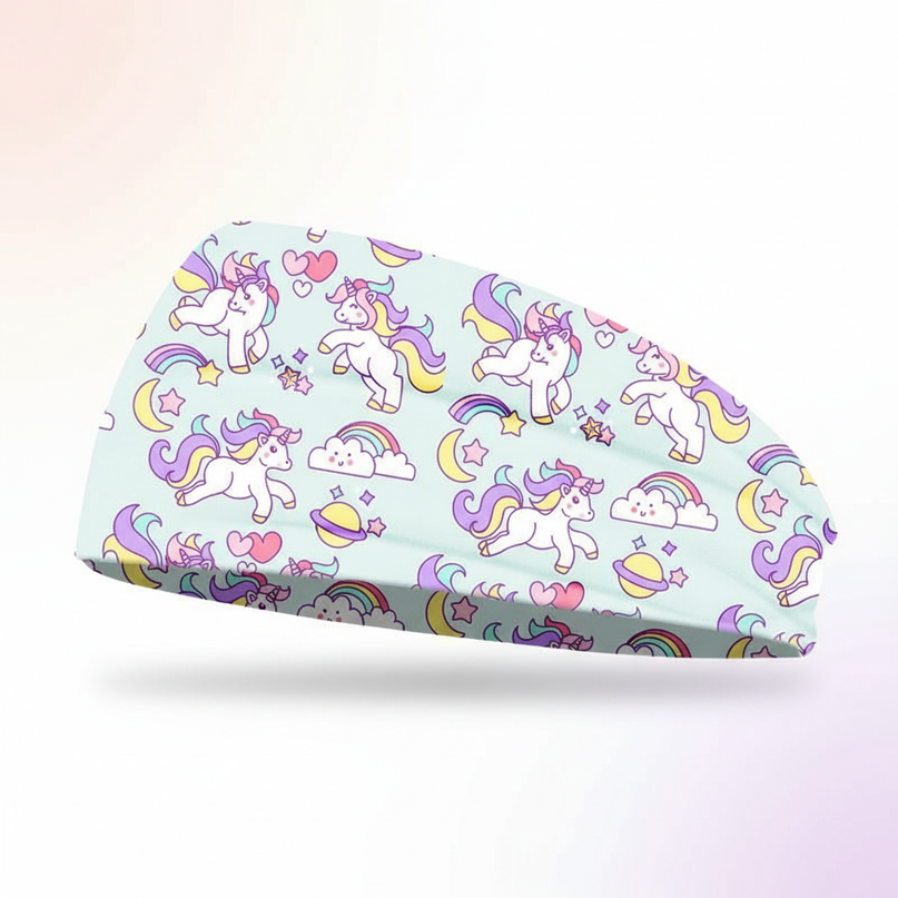 unicorn elastic headband mint - white-bg