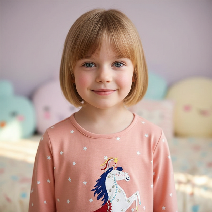 unicorn embroidery cotton long sleeve dress - detail