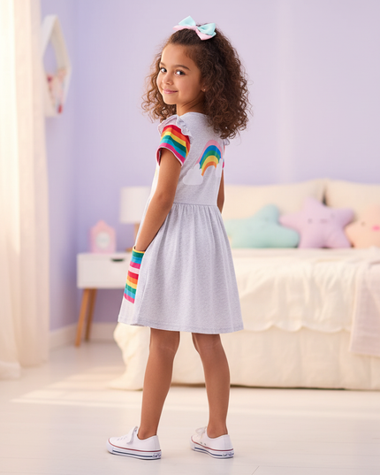 unicorn embroidery dress with pockets - back