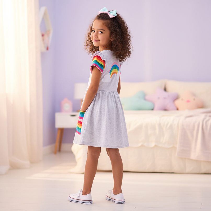 unicorn embroidery dress with pockets - back