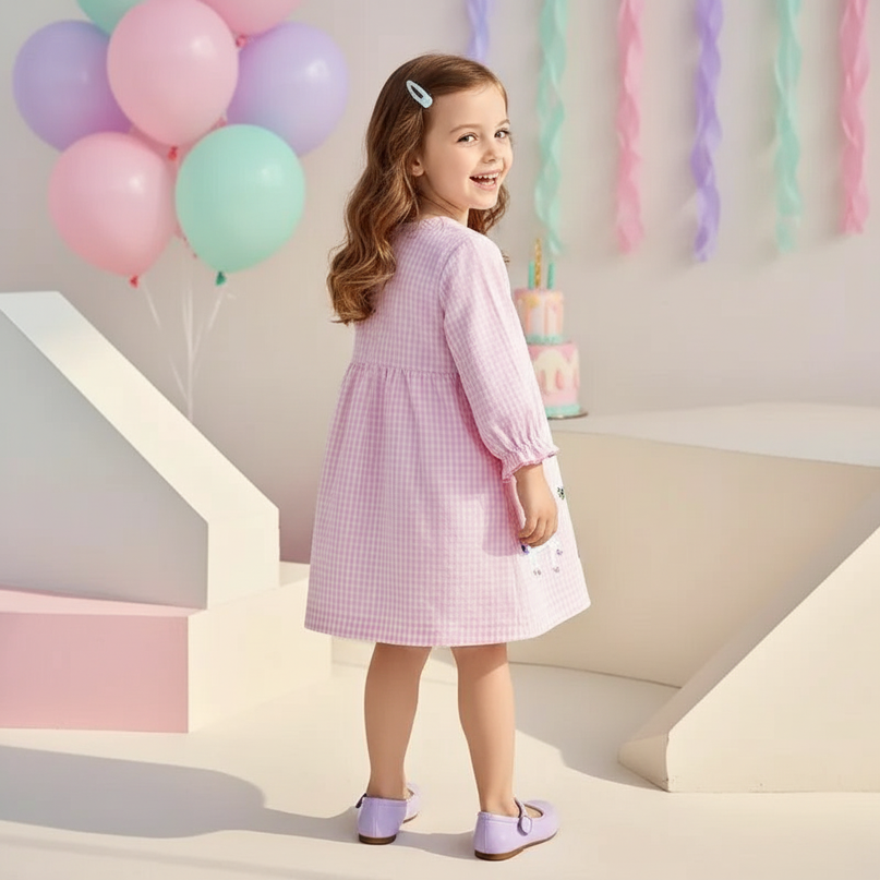 unicorn embroidery floral dress - back