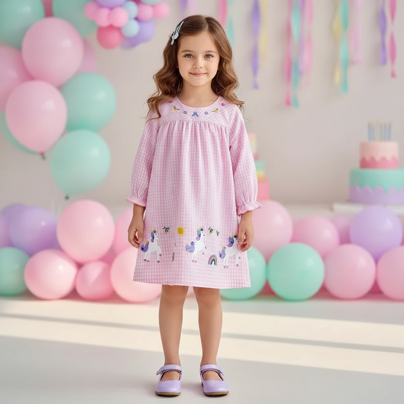 unicorn embroidery floral dress - detail