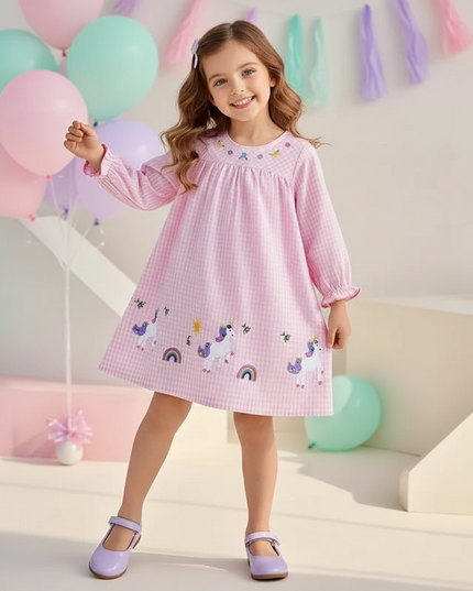 unicorn embroidery floral dress - front