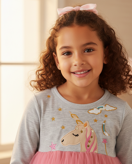 unicorn embroidery tutu dress - detail