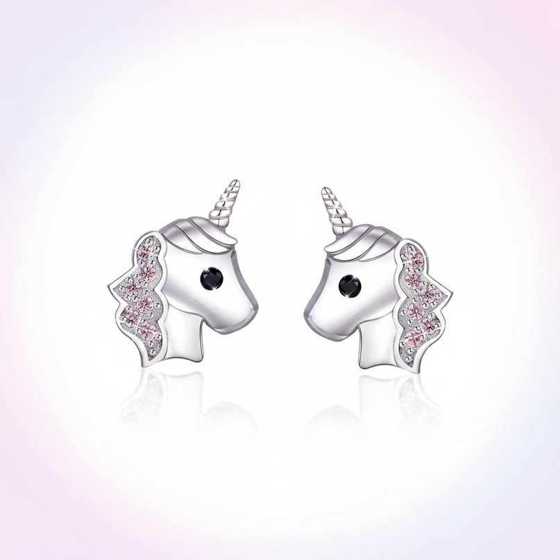unicorn emoji earrings - white-bg