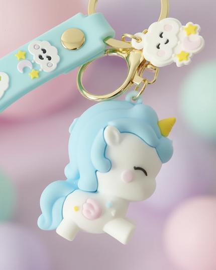 unicorn emoji keychain - detail