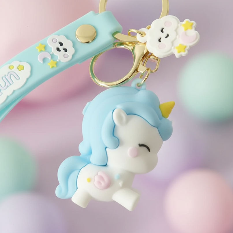 unicorn emoji keychain - detail