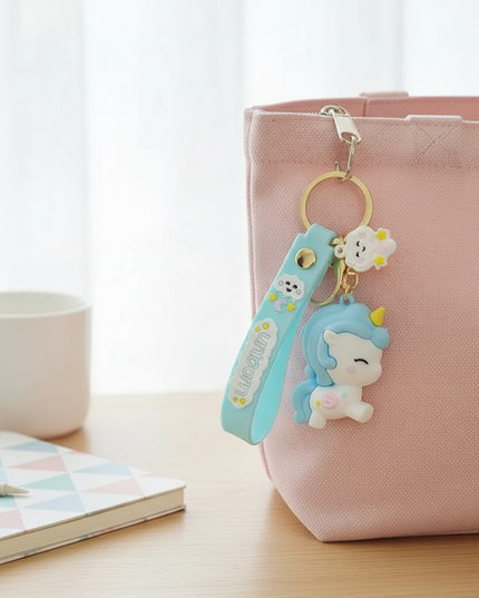 unicorn emoji keychain - lifestyle