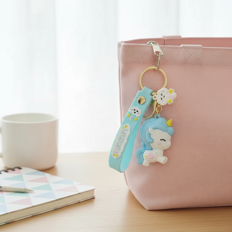 unicorn emoji keychain - lifestyle