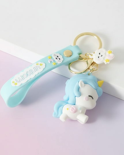unicorn emoji keychain - white-bg