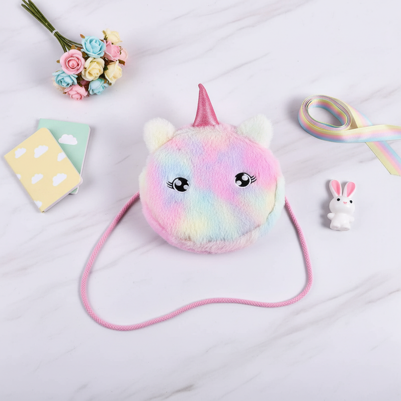 unicorn emoji purse - flat-lay