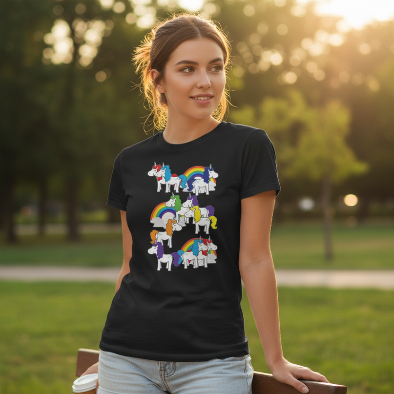 unicorn emoji shirt - in-use