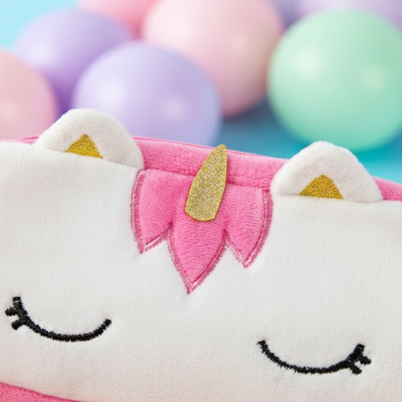unicorn eyelashes pencil case - detail