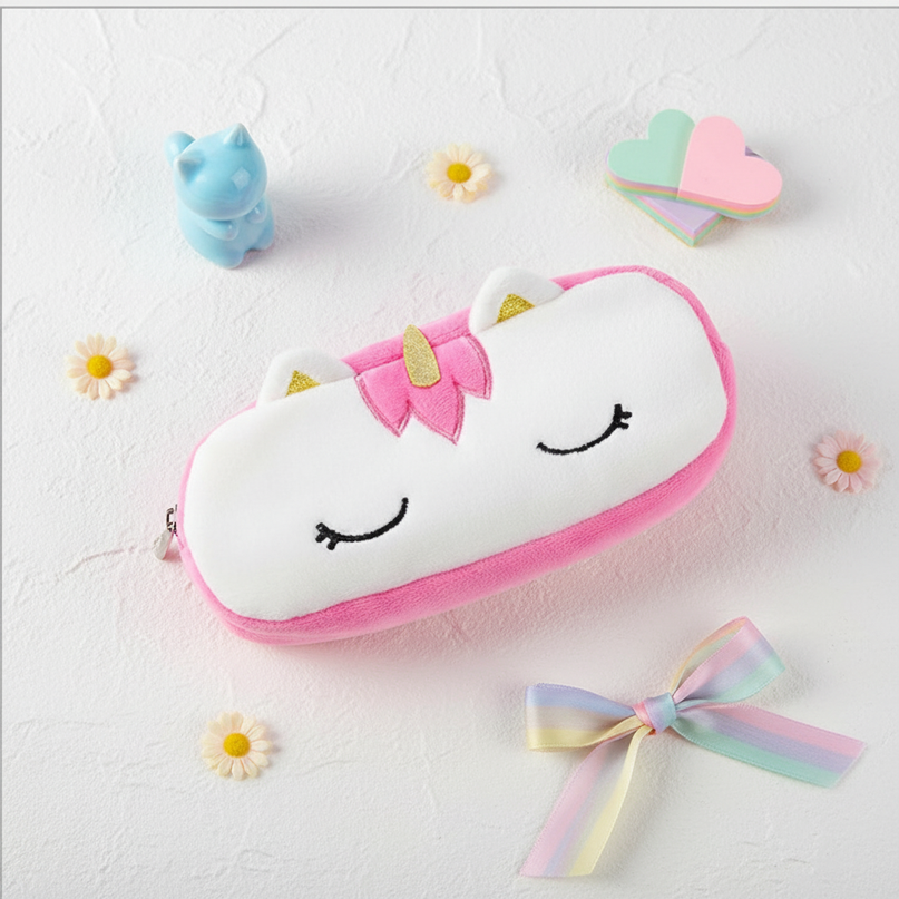 unicorn eyelashes pencil case - flat-lay