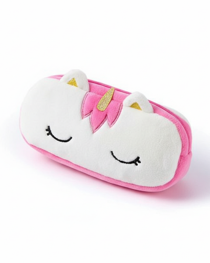 unicorn eyelashes pencil case - white-bg