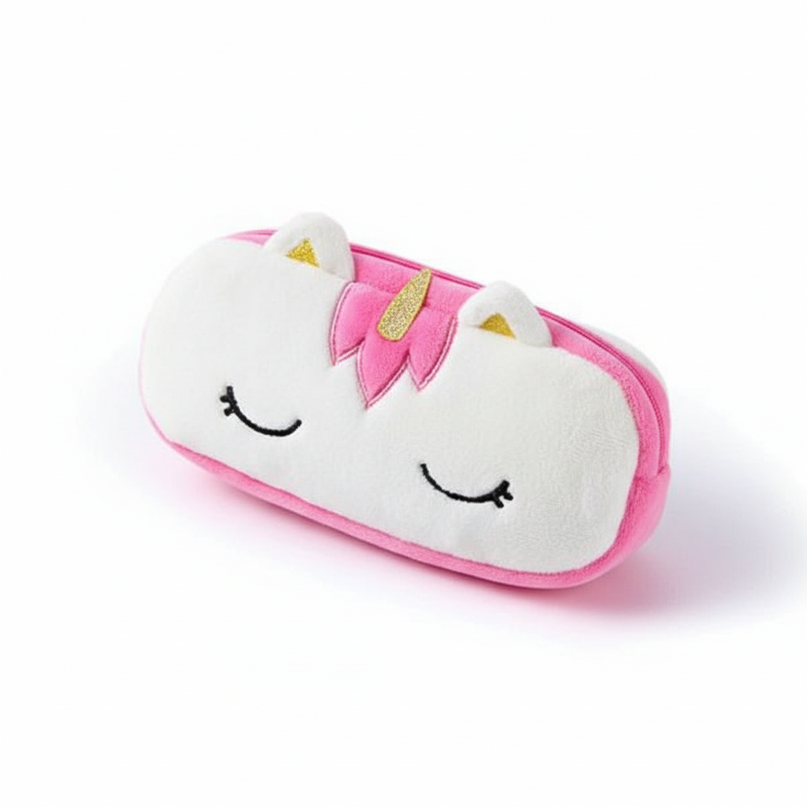 unicorn eyelashes pencil case - white-bg