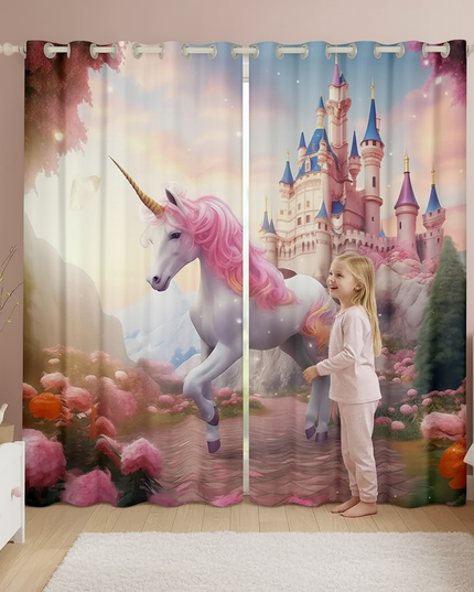 unicorn eyelet curtains - in-use