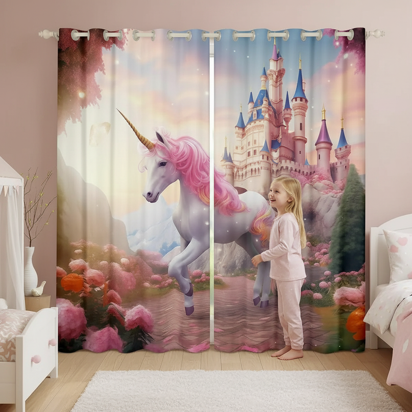 unicorn eyelet curtains - in-use